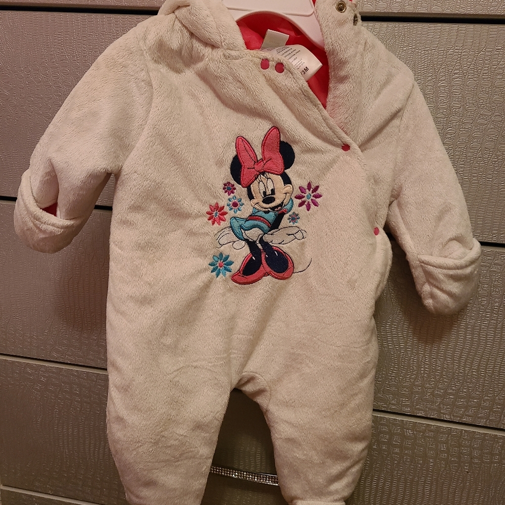 Disney Baby! Minnie Mouse Snowsuit For Girls! 0-3M